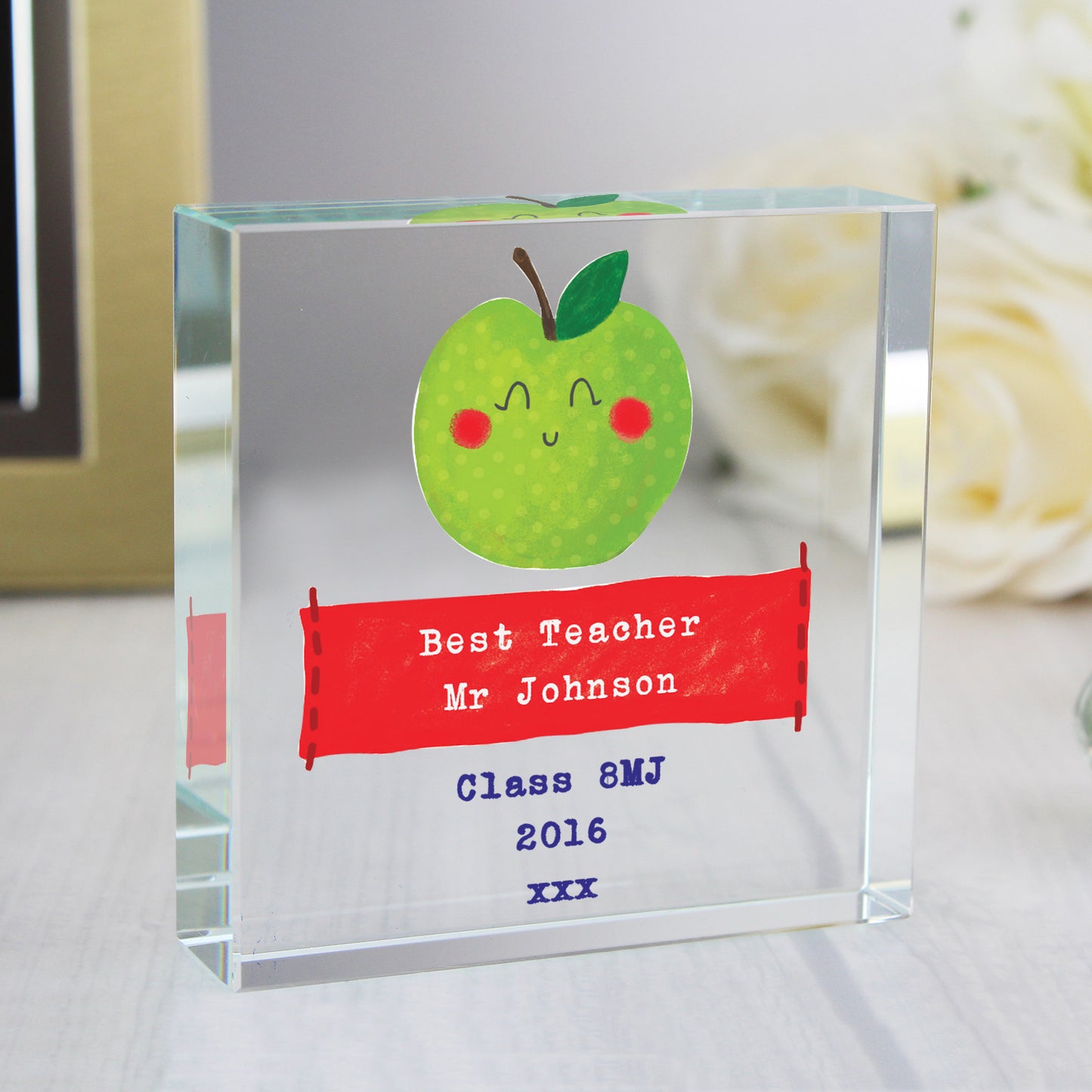 Personalised Apple for the Teacher Crystal Token - MK&JD Gifts