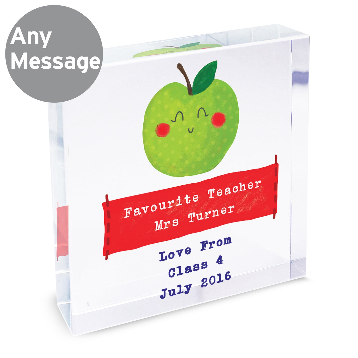 Personalised Apple for the Teacher Crystal Token - MK&JD Gifts