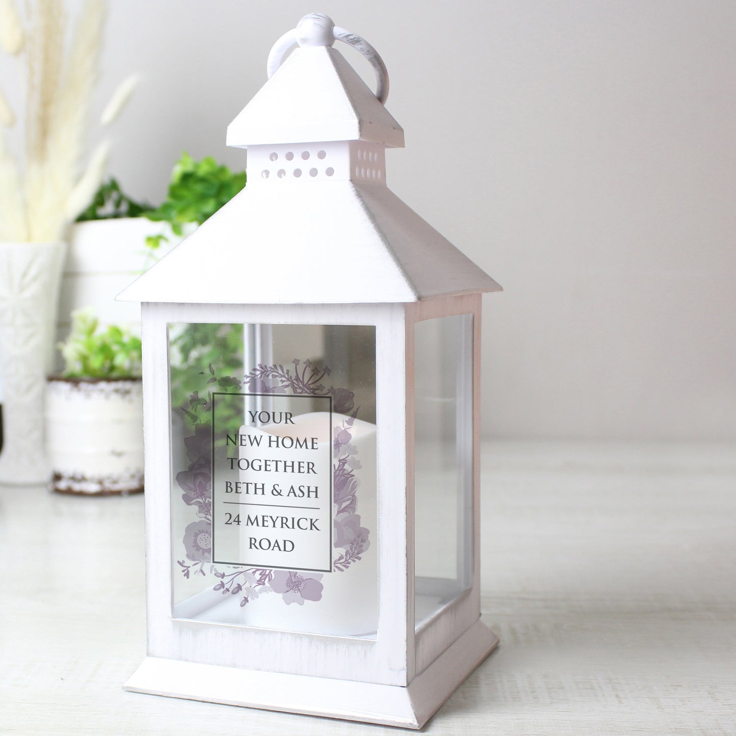 Personalised Soft Watercolour White Lantern - MK&JD Gifts