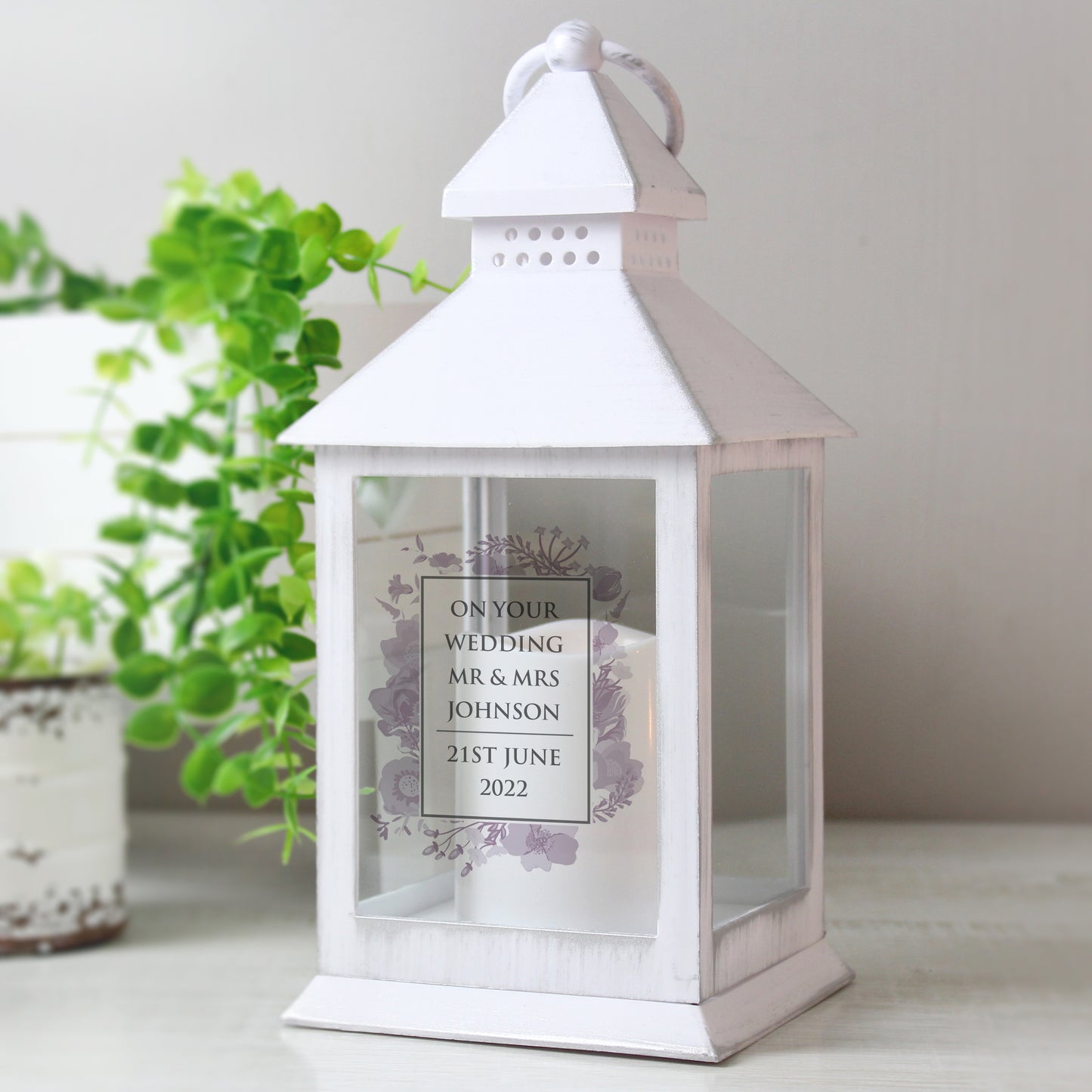 Personalised Soft Watercolour White Lantern - MK&JD Gifts