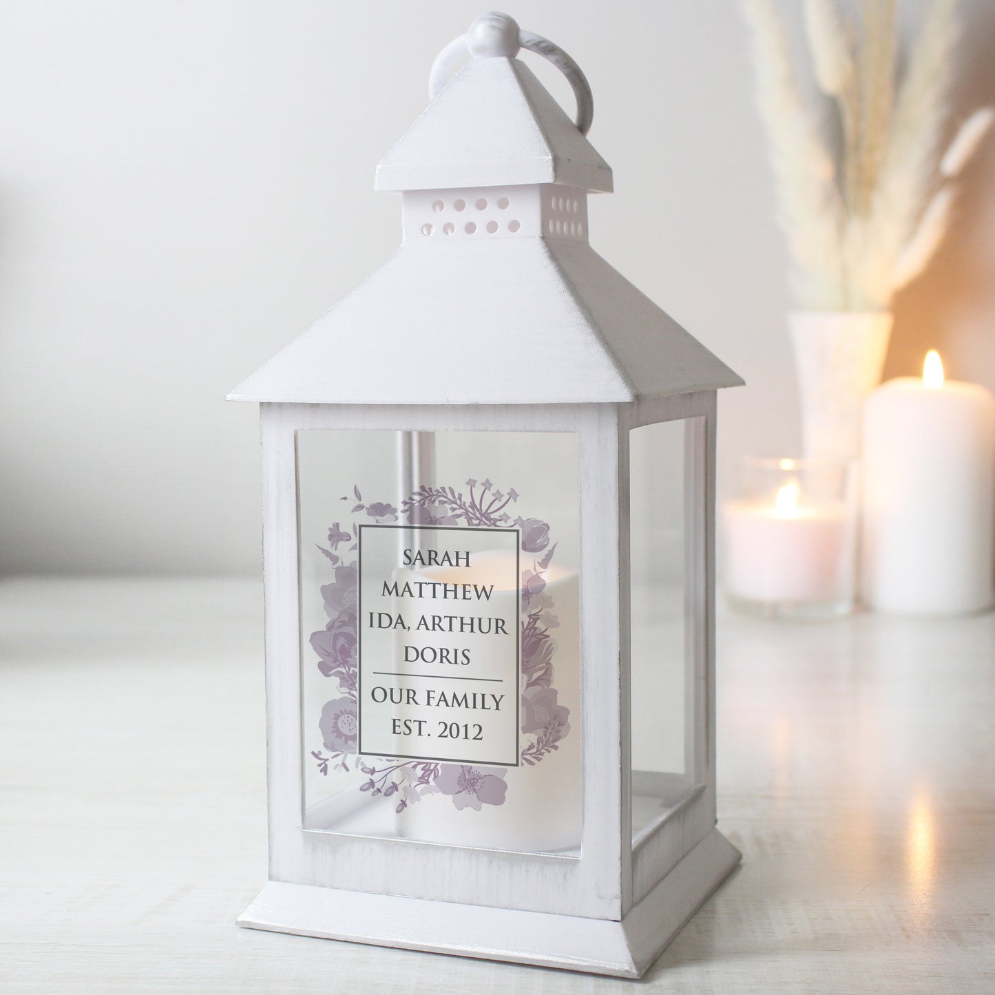 Personalised Soft Watercolour White Lantern - MK&JD Gifts