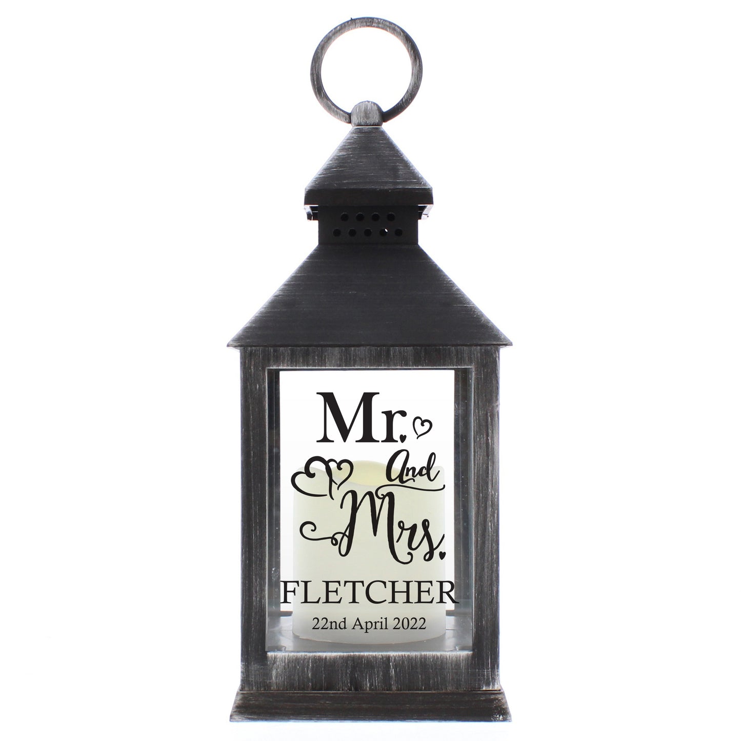 Personalised Mr and Mrs Rustic Black Lantern - MK&JD Gifts