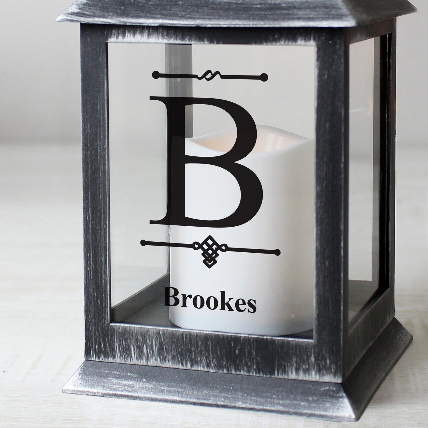 Personalised Initial Rustic Black Lantern - MK&JD Gifts