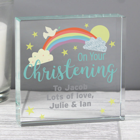Personalised On Your Christening Rainbow Crystal Token - MK&JD Gifts