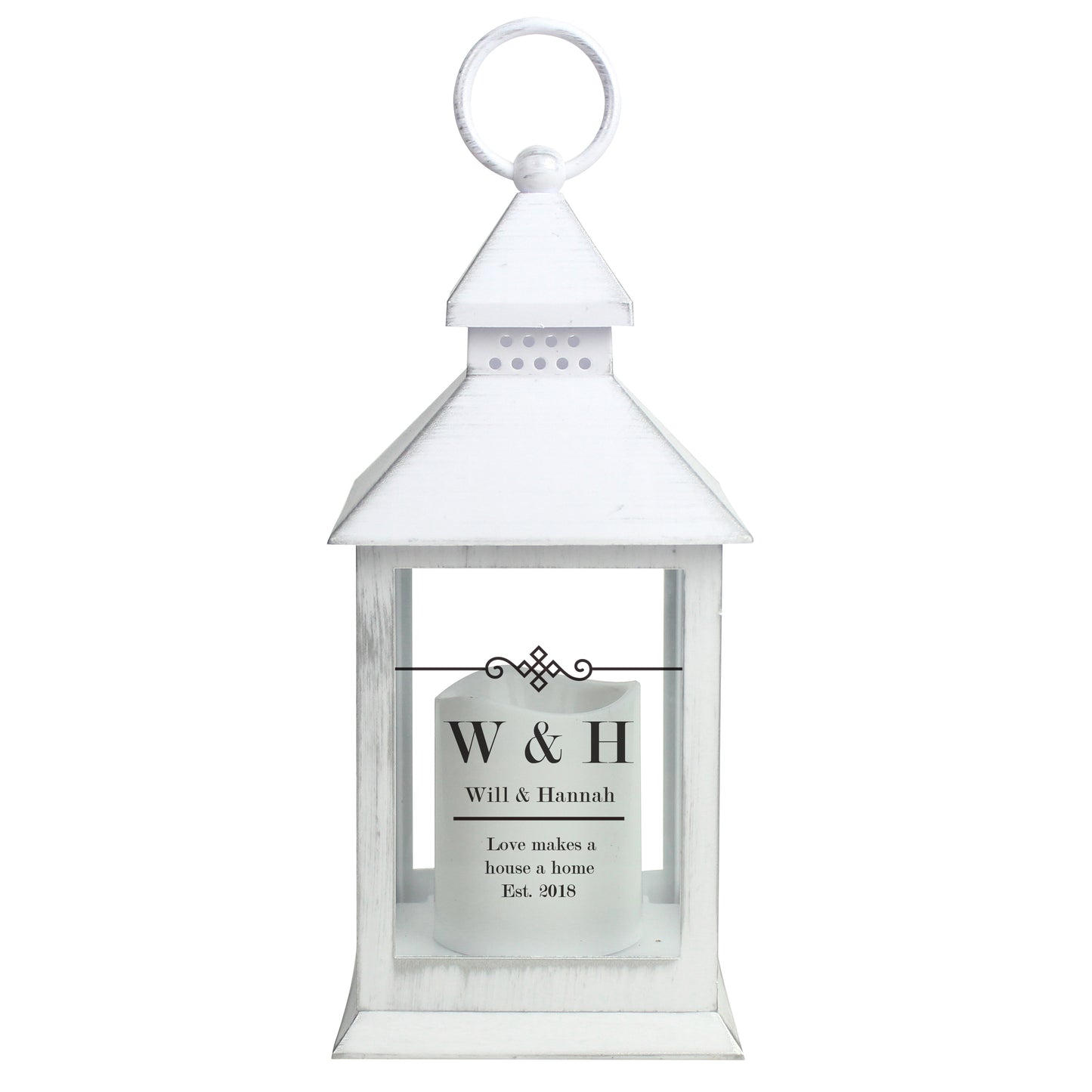Personalised Elegant Diamond White Lantern - MK&JD Gifts