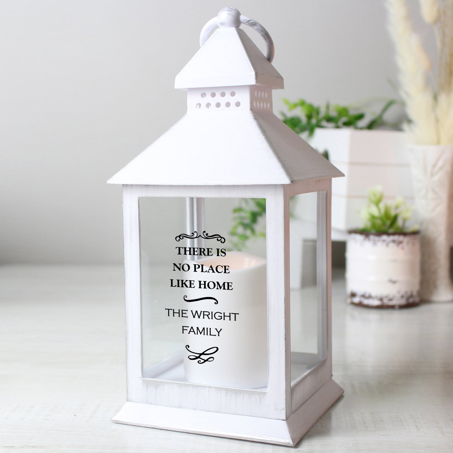 Personalised Antique Scroll White Lantern - MK&JD Gifts