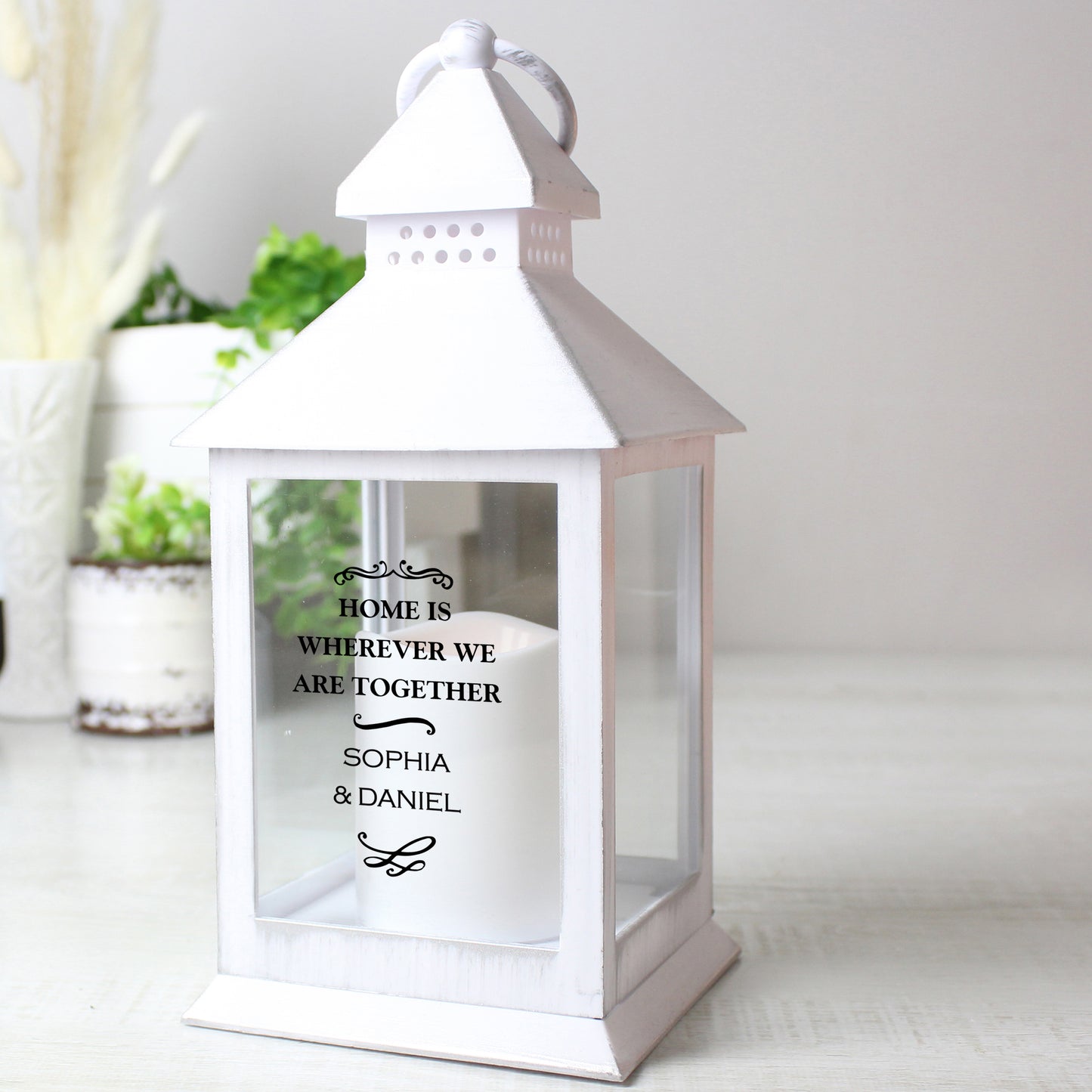 Personalised Antique Scroll White Lantern - MK&JD Gifts