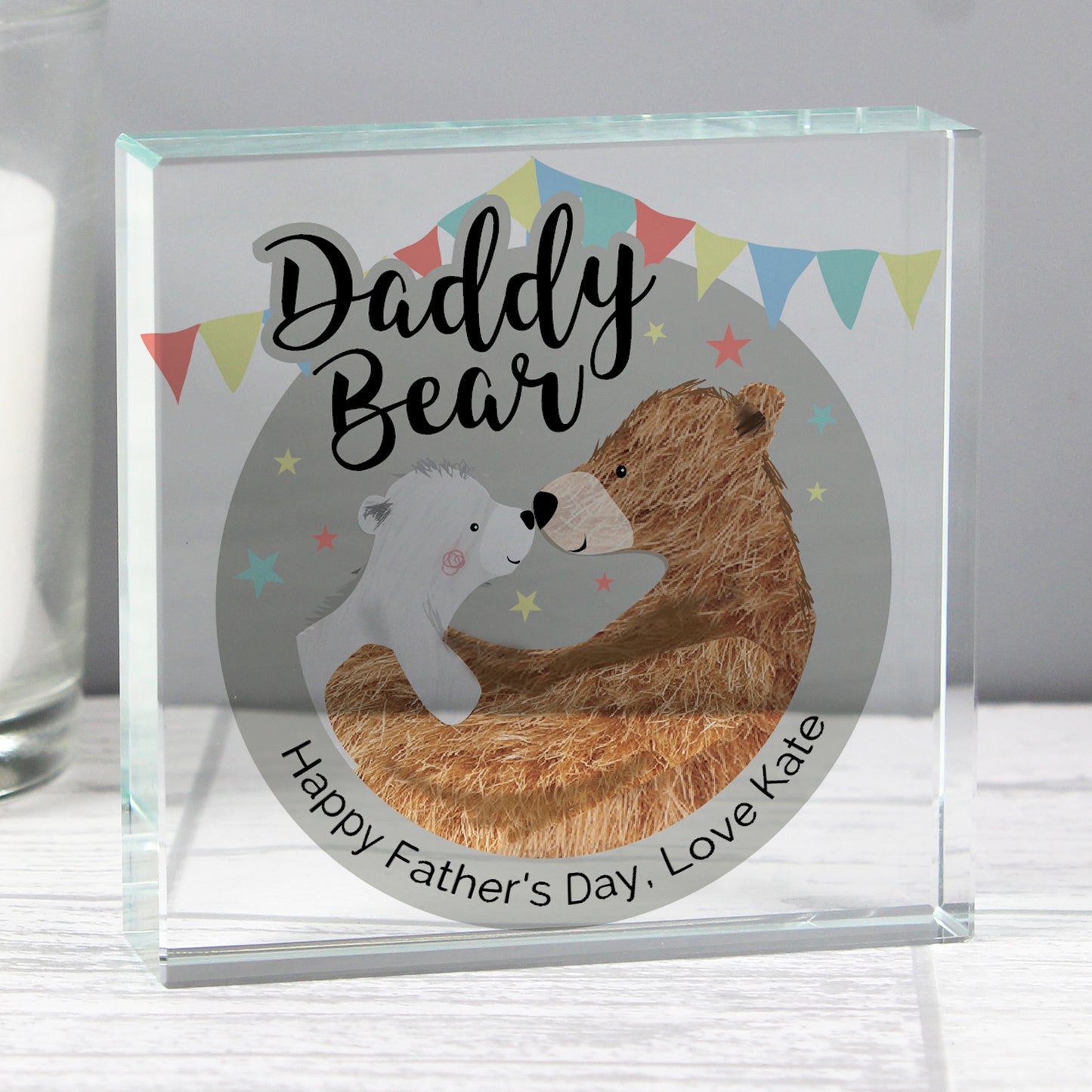 Personalised Daddy Bear Crystal Token - MK&JD Gifts