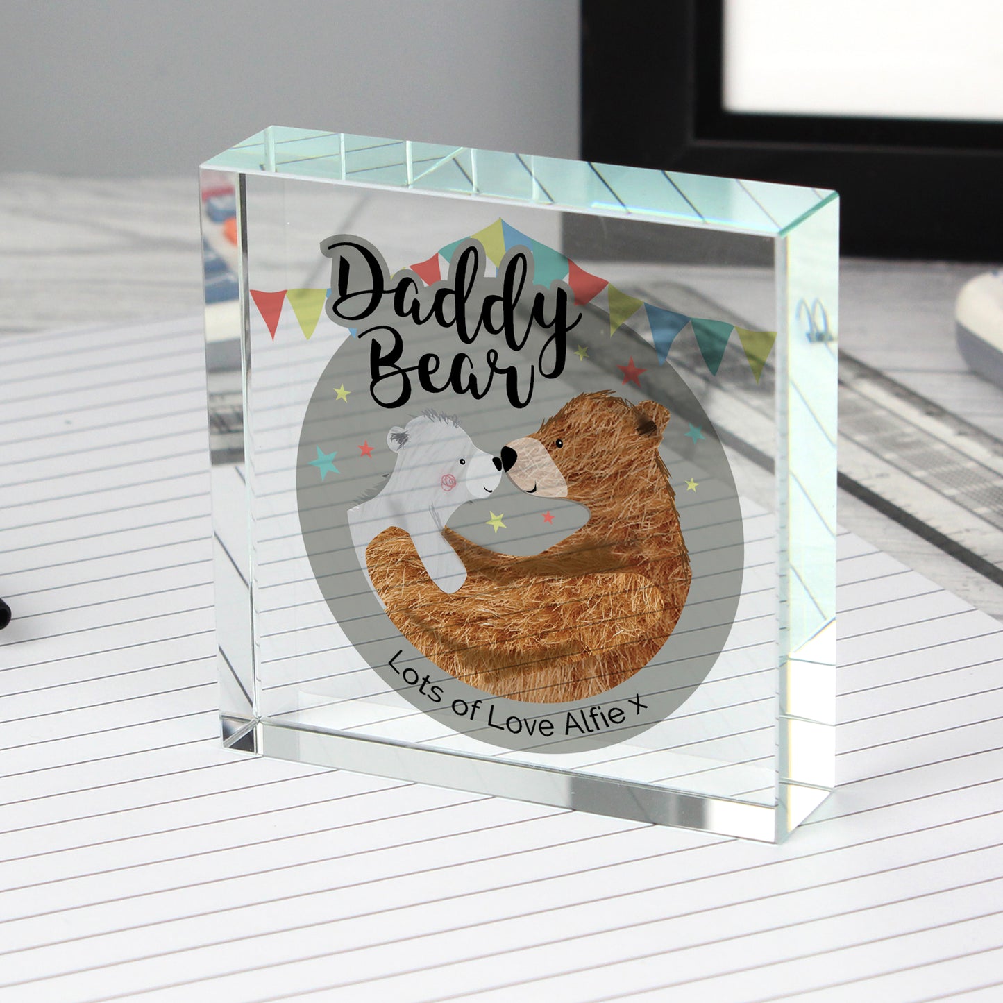 Personalised Daddy Bear Crystal Token - MK&JD Gifts