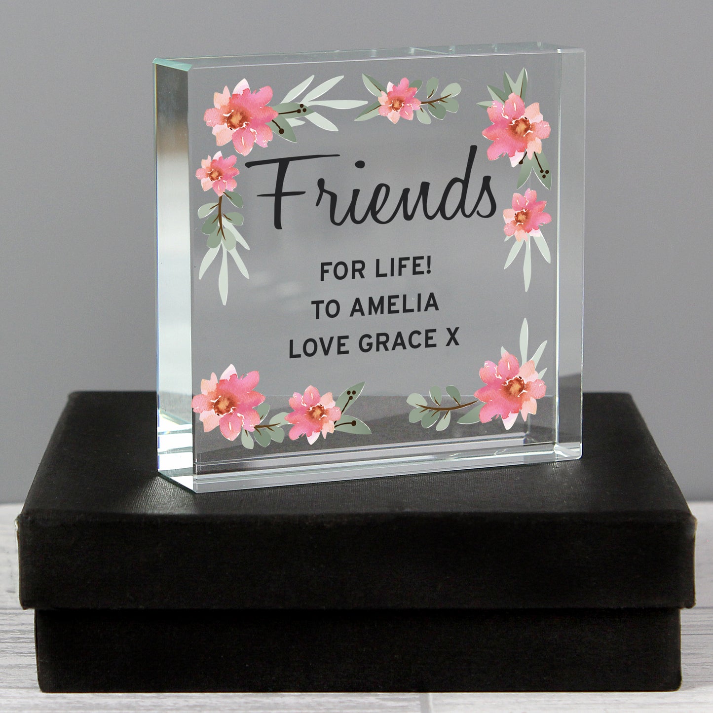 Personalised Floral Sentimental Crystal Token - MK&JD Gifts