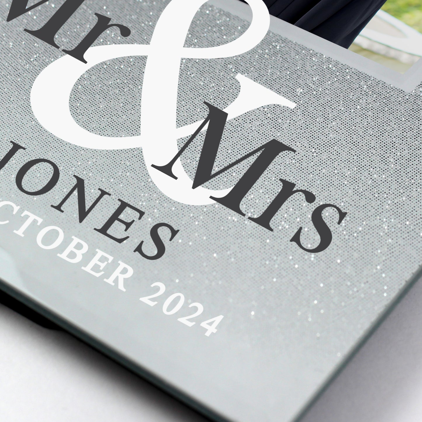 Personalised Mr & Mrs 4x4 Glitter Glass Photo Frame - MK&JD Gifts