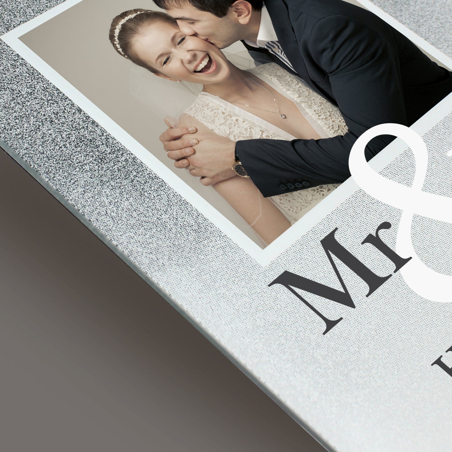 Personalised Mr & Mrs 4x4 Glitter Glass Photo Frame - MK&JD Gifts