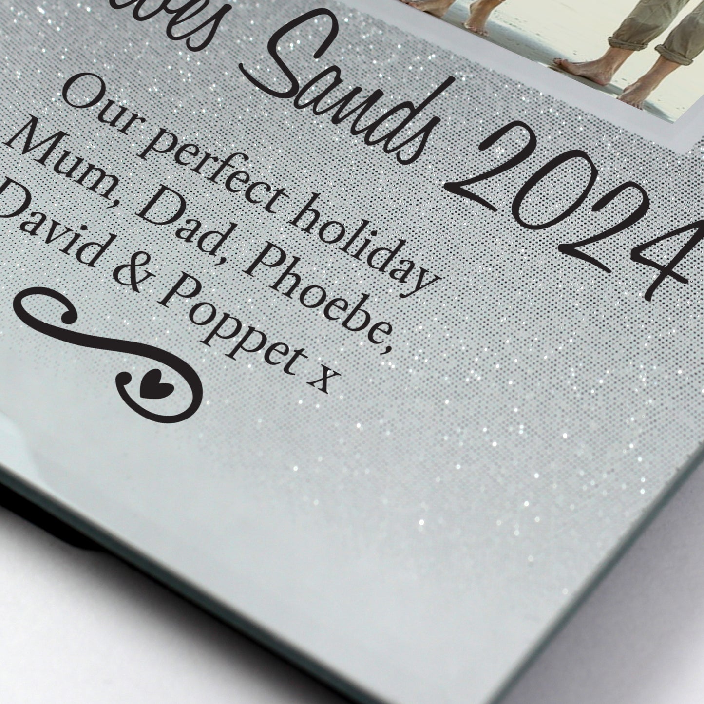 Personalised Heart & Swirl 4x4 Glitter Glass Photo Frame - MK&JD Gifts