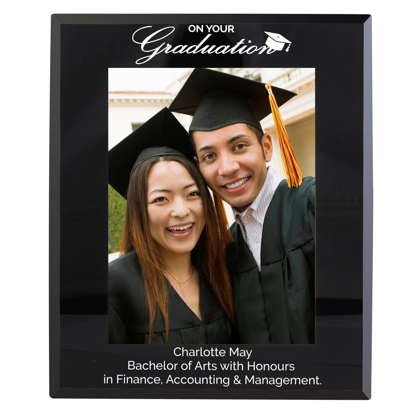Personalised Graduation Black Glass 5x7 Photo Frame - MK&JD Gifts