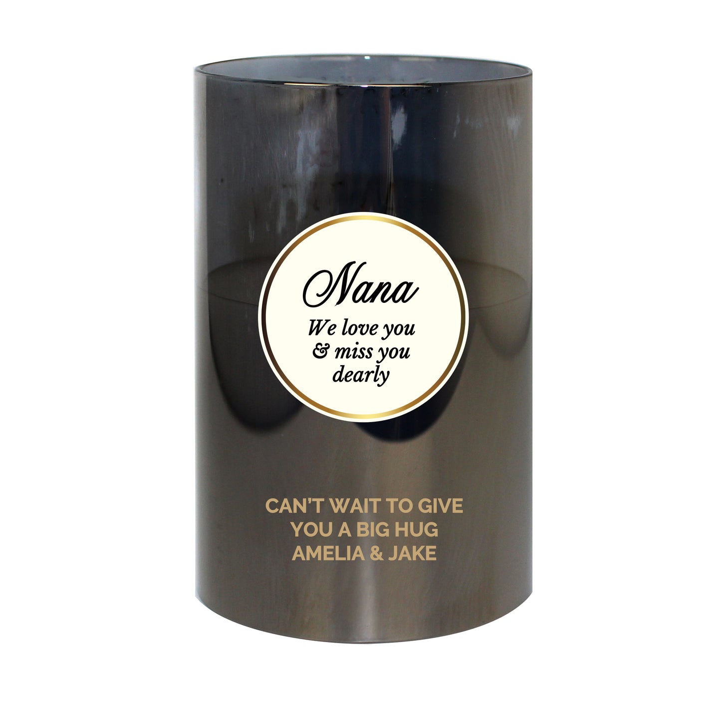 Personalised Opulent Smoked Glass LED Candle - MK&JD Gifts