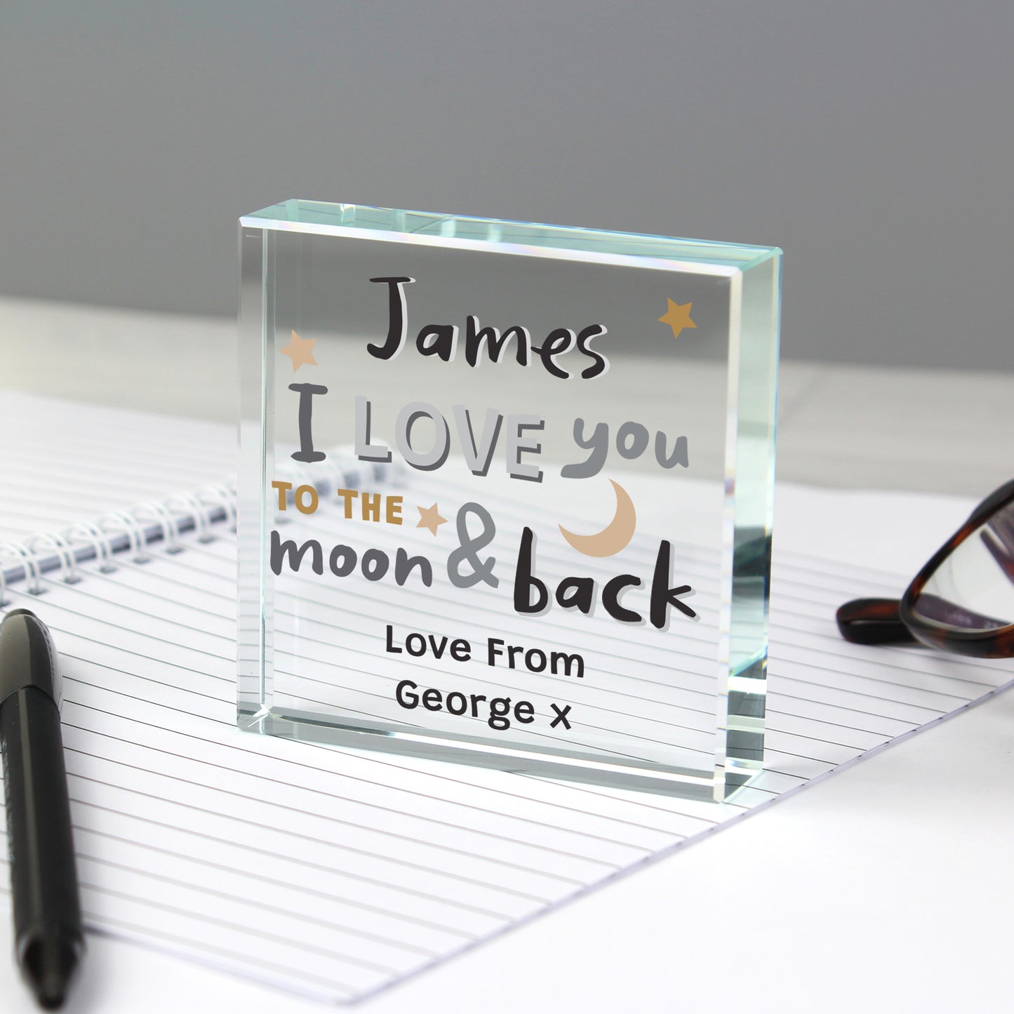 Personalised To the Moon and Back Crystal Token - MK&JD Gifts