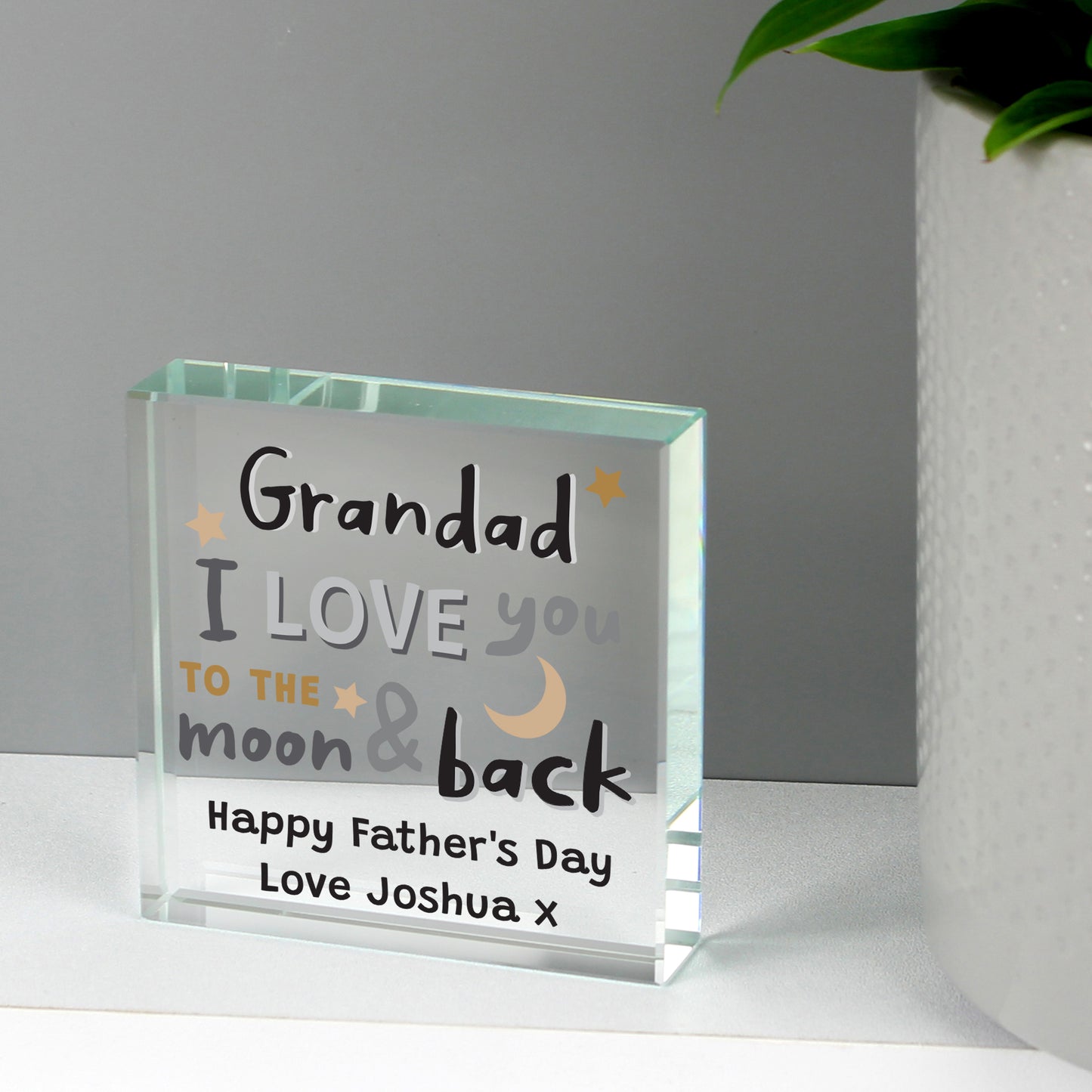 Personalised To the Moon and Back Crystal Token - MK&JD Gifts