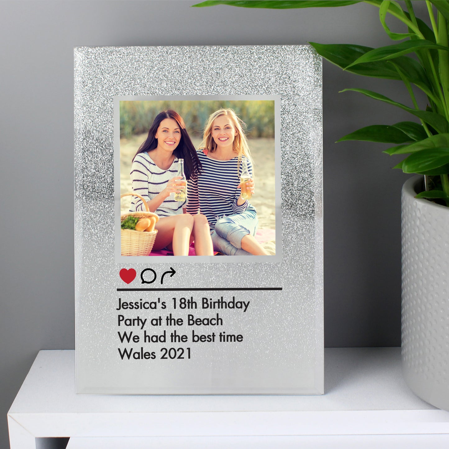 Personalised Instagram Post 4x4 Glitter Glass Photo Frame - MK&JD Gifts