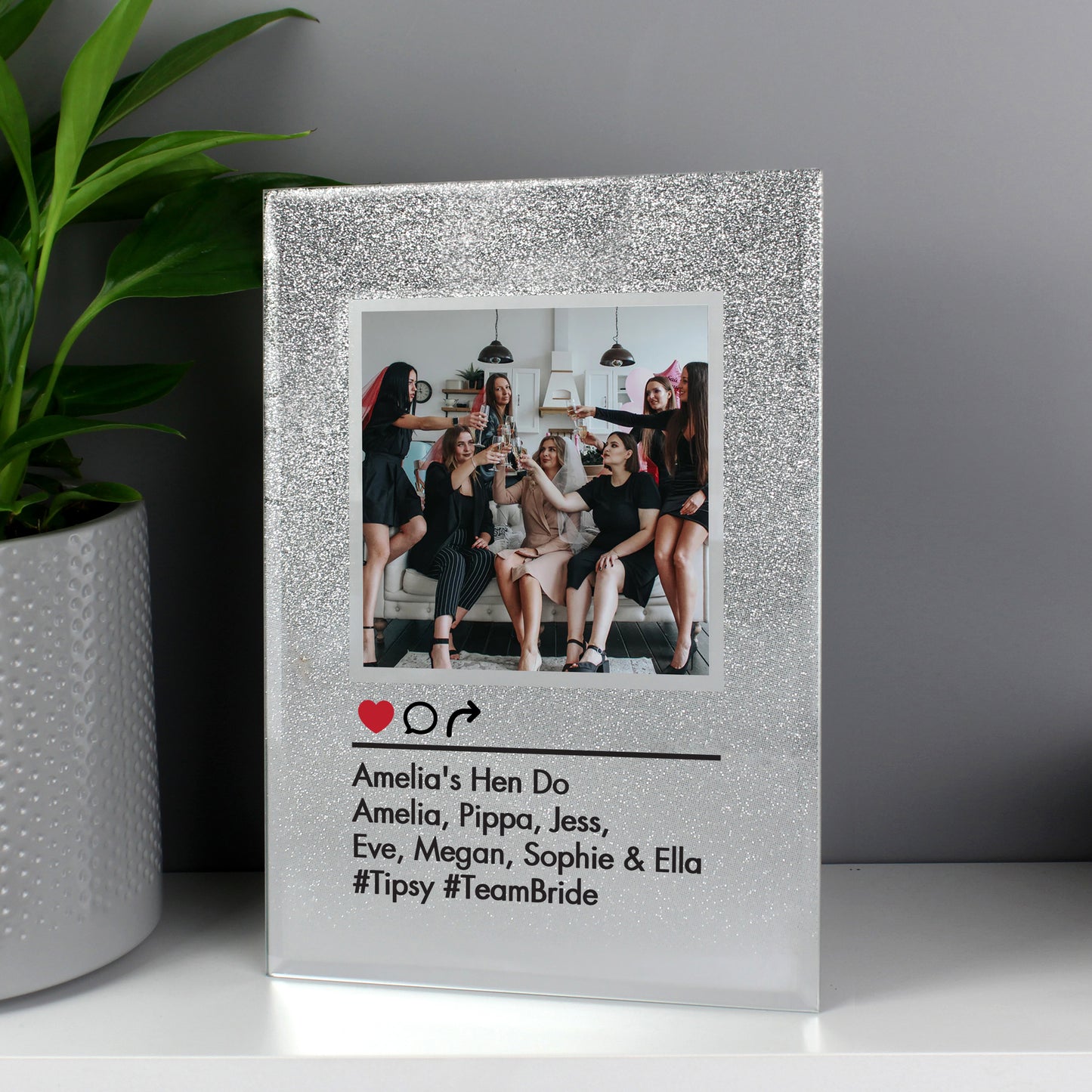 Personalised Instagram Post 4x4 Glitter Glass Photo Frame - MK&JD Gifts