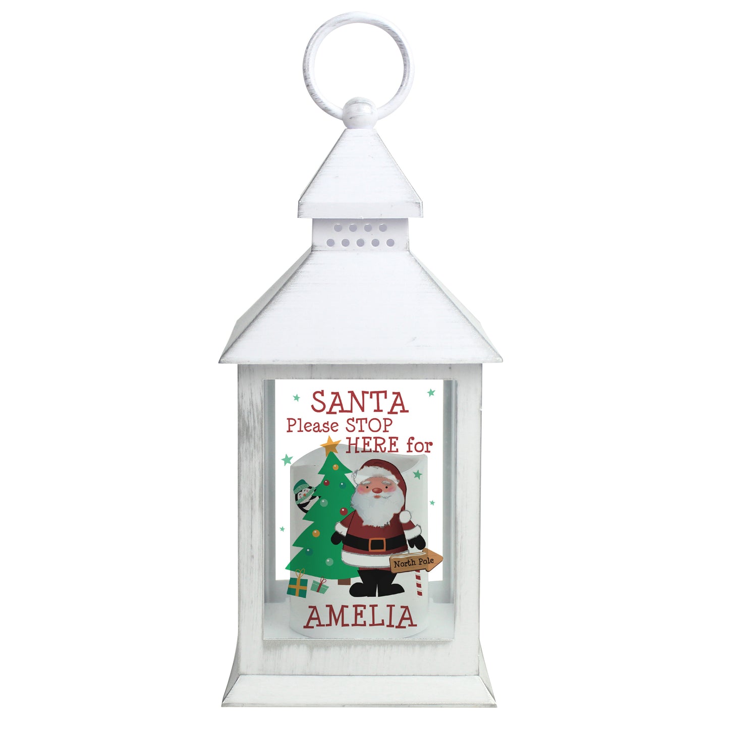 Personalised Santa White Lantern - MK&JD Gifts