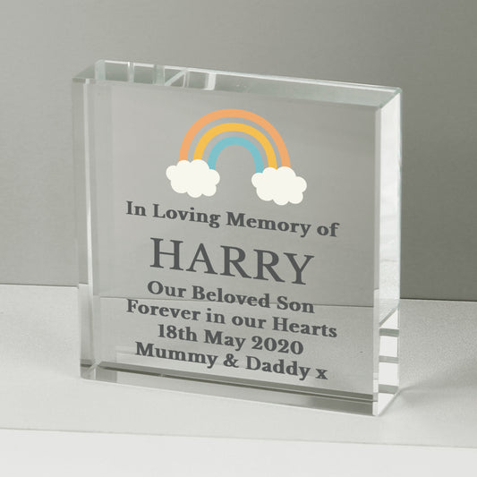 Personalised Rainbow Memorial Crystal Token - MK&JD Gifts