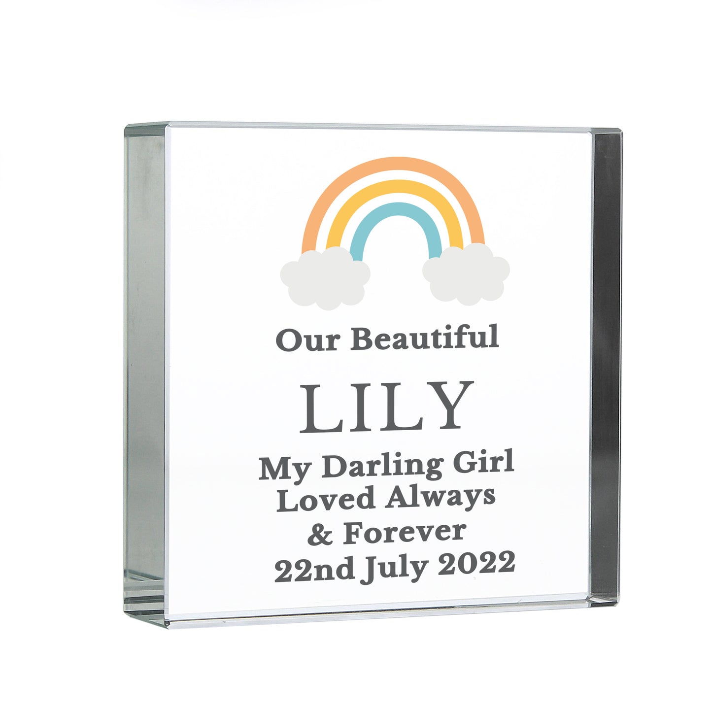 Personalised Rainbow Memorial Crystal Token - MK&JD Gifts