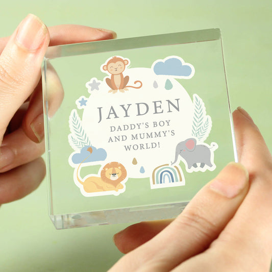 Personalised Safari Animals Crystal Token - MK&JD Gifts