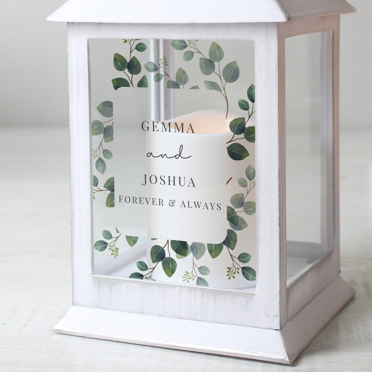 Personalised Botanical White Lantern - MK&JD Gifts
