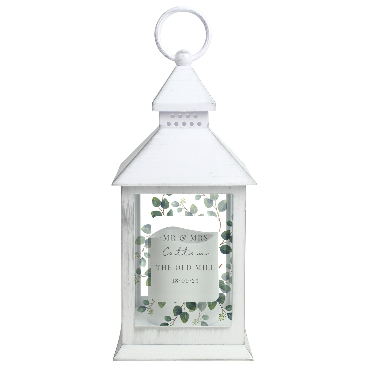 Personalised Botanical White Lantern - MK&JD Gifts