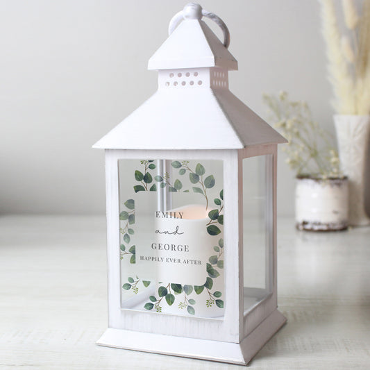 Personalised Botanical White Lantern - MK&JD Gifts