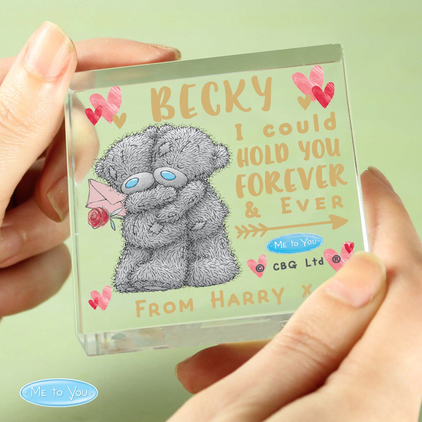 Personalised Me To You Hold You Forever Crystal Token - MK&JD Gifts