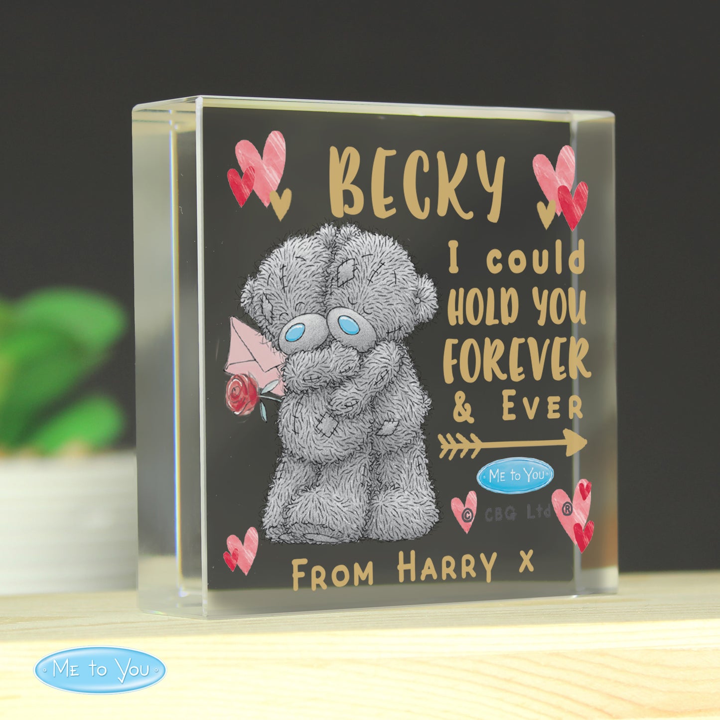 Personalised Me To You Hold You Forever Crystal Token - MK&JD Gifts