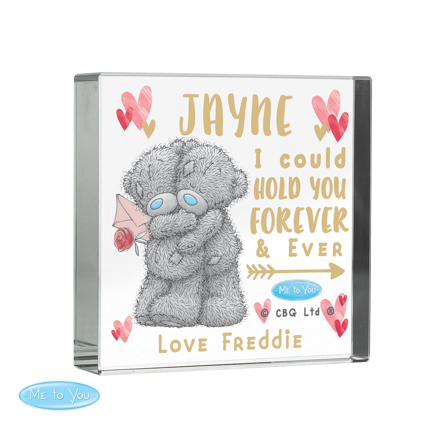 Personalised Me To You Hold You Forever Crystal Token - MK&JD Gifts