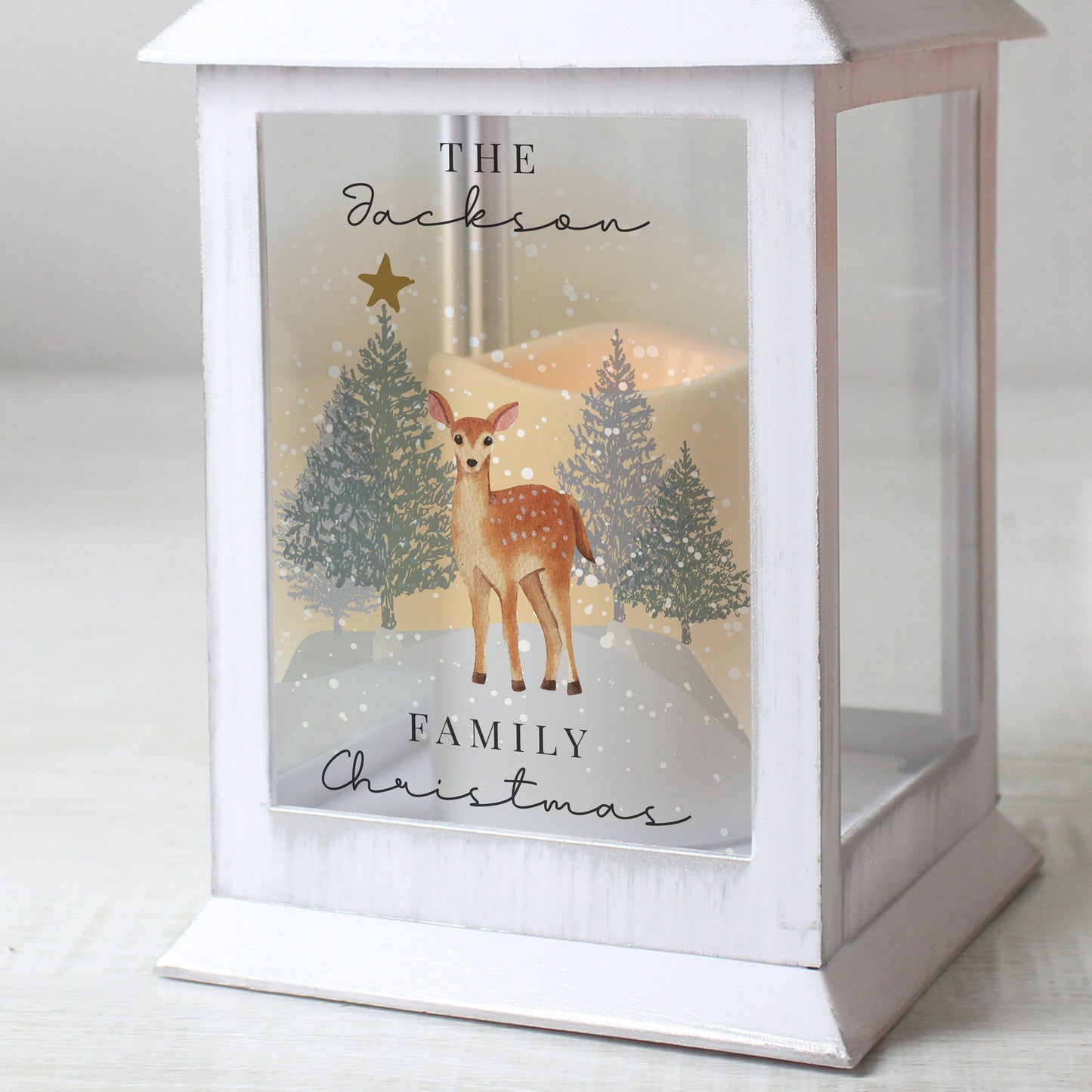 Personalised Christmas Deer White LED Lantern - MK&JD Gifts