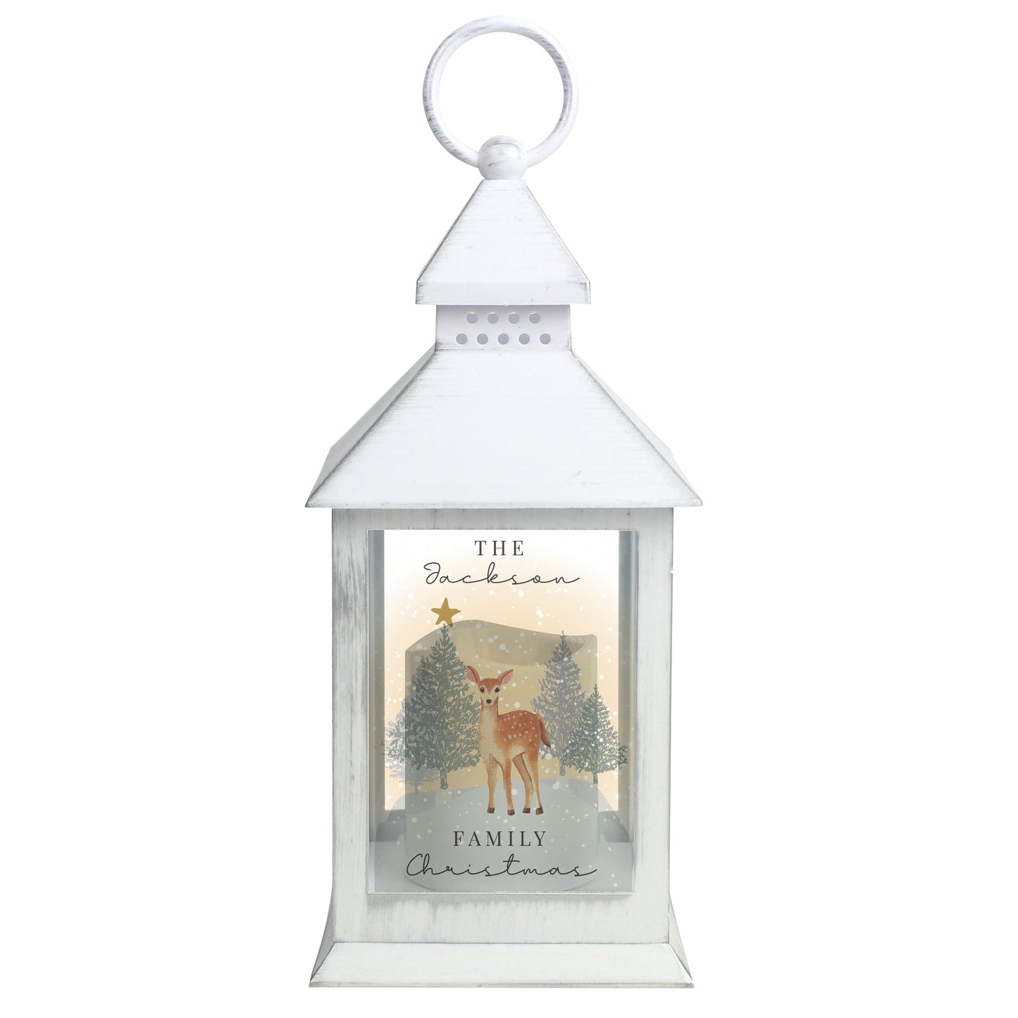 Personalised Christmas Deer White LED Lantern - MK&JD Gifts