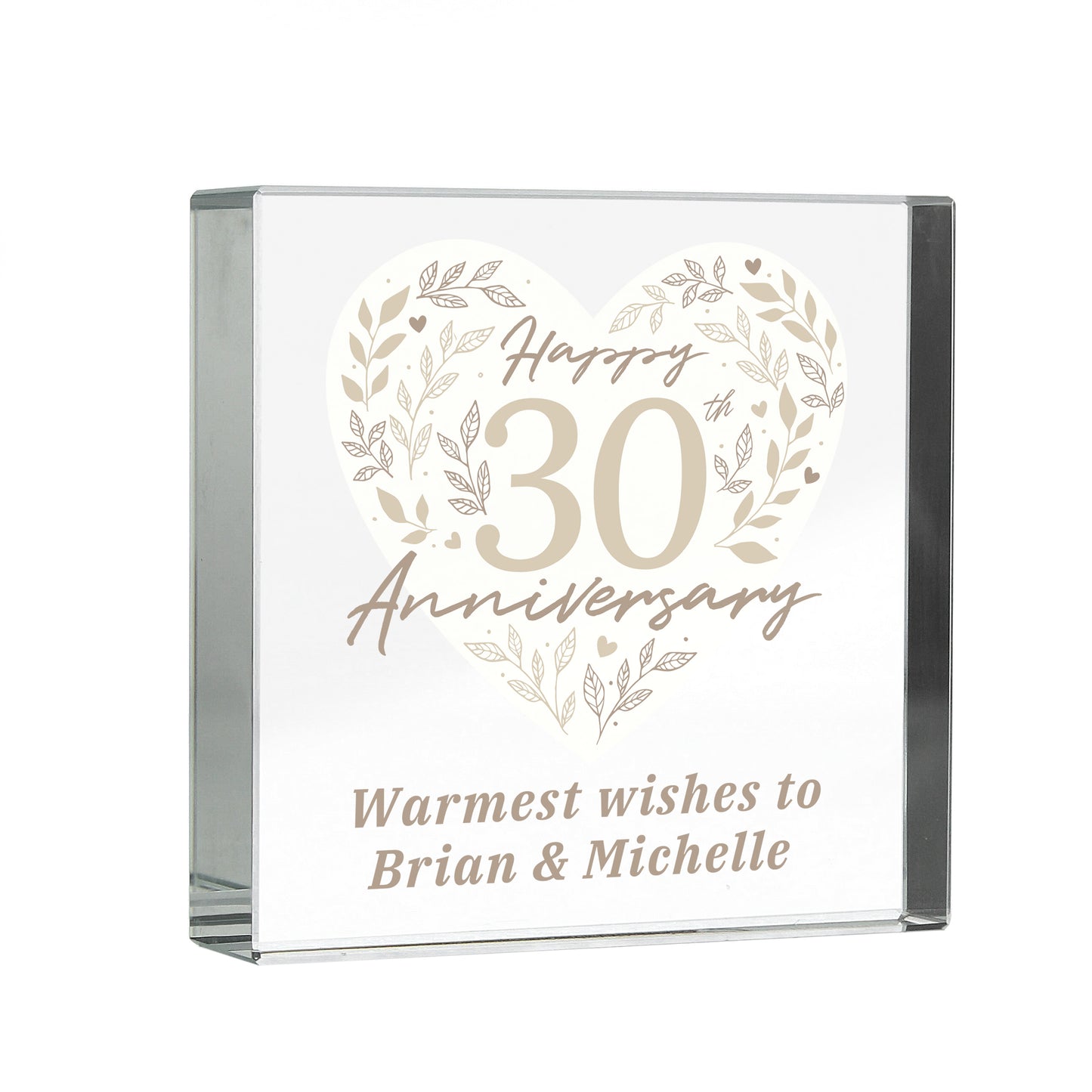 Personalised 30th Pearl Wedding Anniversary Crystal Token - MK&JD Gifts