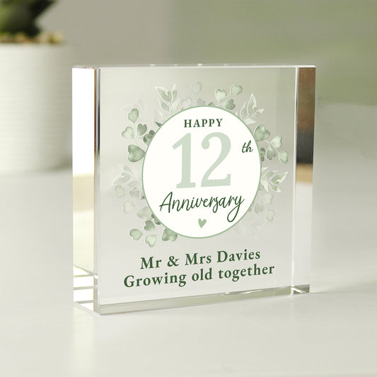 Personalised Botanical Anniversary Crystal Token - MK&JD Gifts