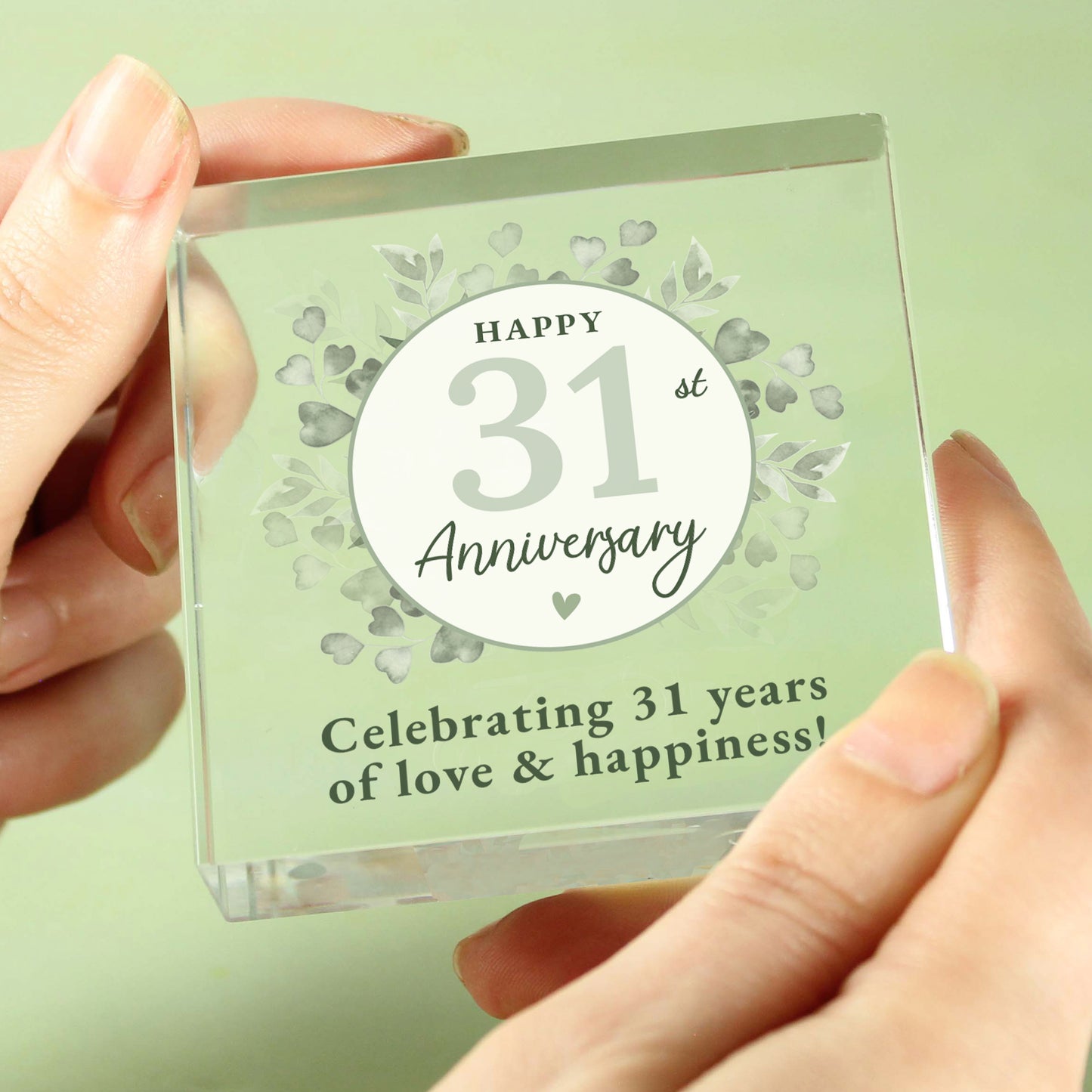 Personalised Botanical Anniversary Crystal Token - MK&JD Gifts
