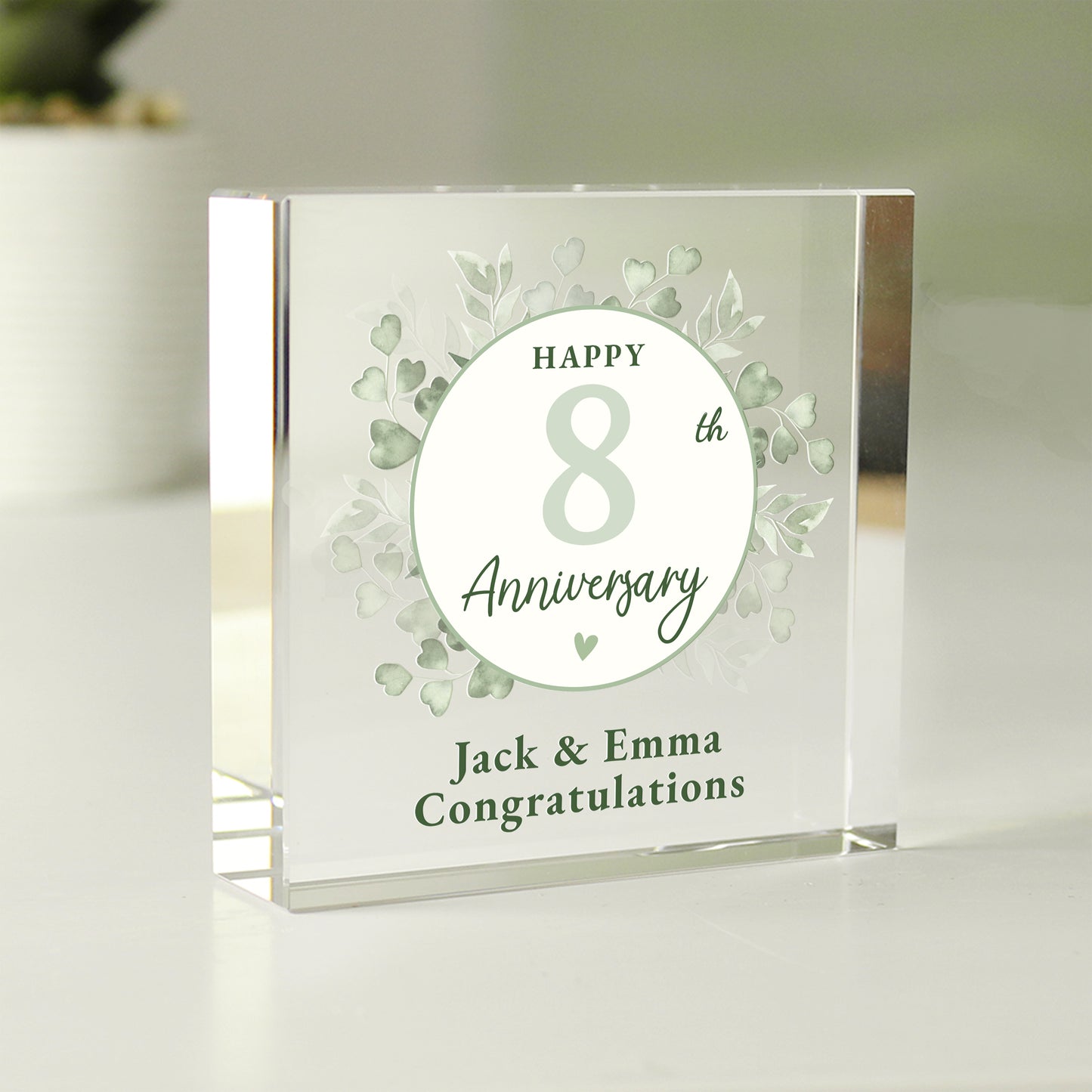 Personalised Botanical Anniversary Crystal Token - MK&JD Gifts