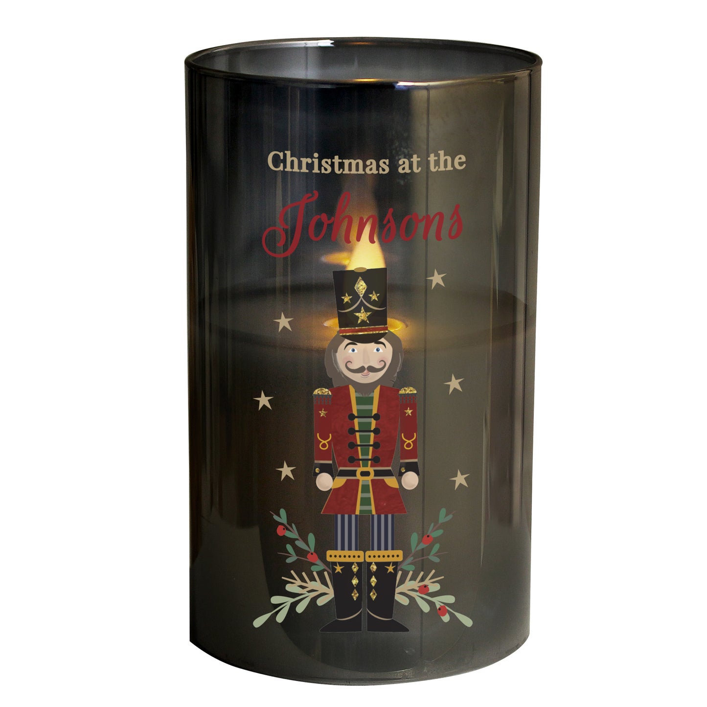 Personalised Christmas Nutcracker Smoked LED Candle - MK&JD Gifts