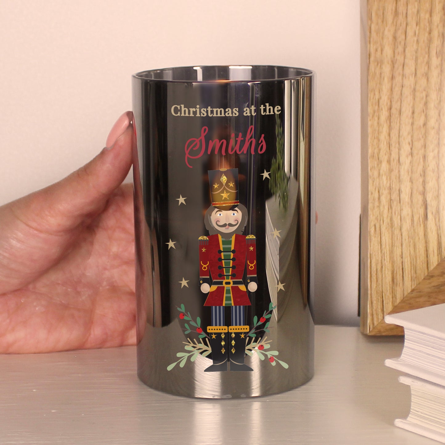 Personalised Christmas Nutcracker Smoked LED Candle - MK&JD Gifts