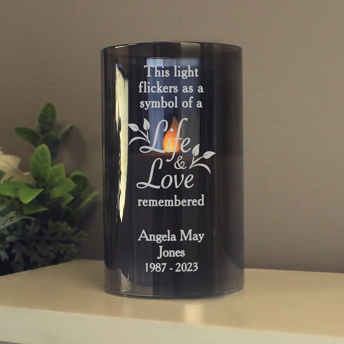 Personalised Life & Love Memorial Smoked LED Candle - MK&JD Gifts