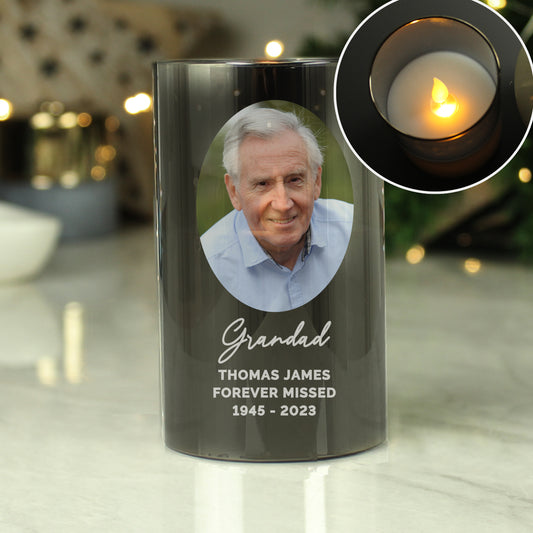 Personalised Photo Upload Smoked Glass LED Candle - MK&JD Gifts