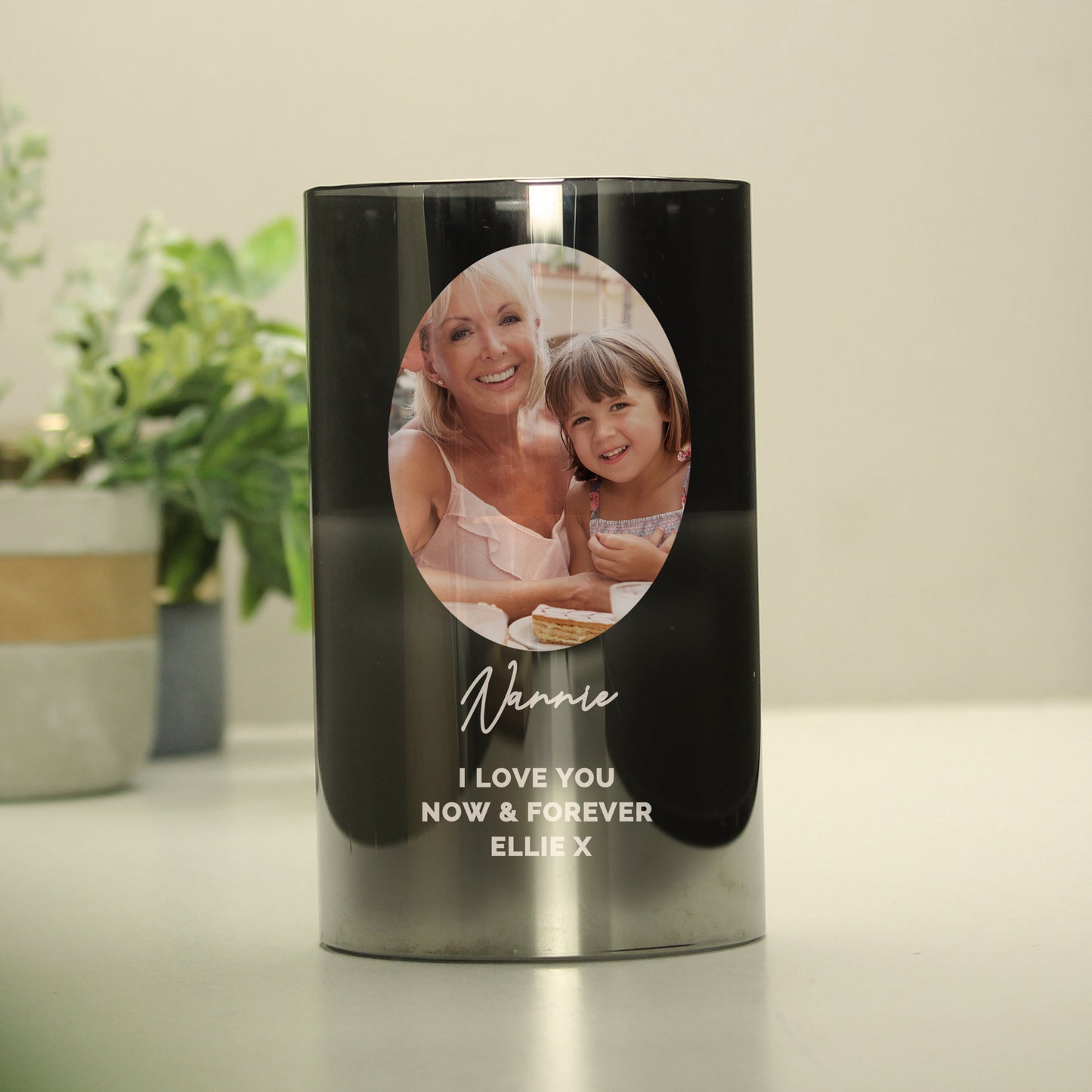 Personalised Photo Upload Smoked Glass LED Candle - MK&JD Gifts