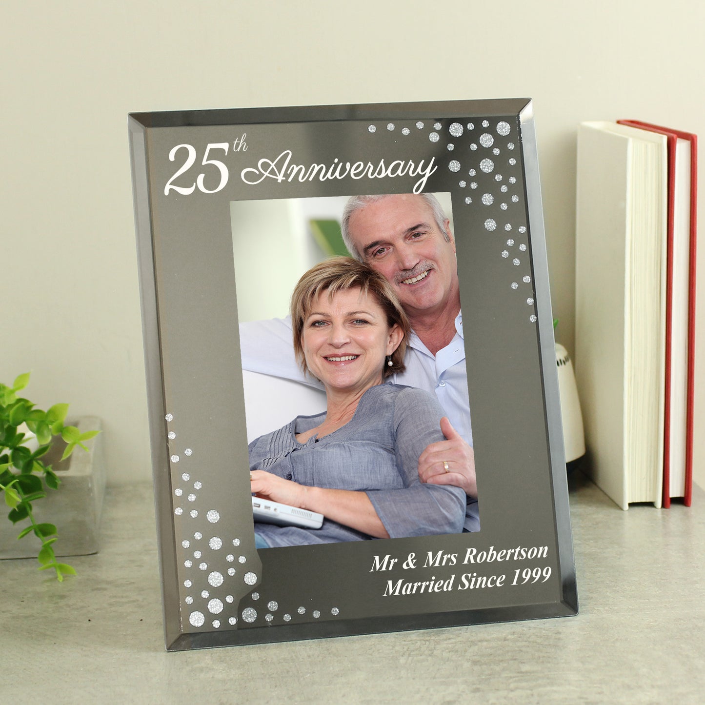 Personalised Anniversary 6x4 Diamante Glass Photo Frame - MK&JD Gifts