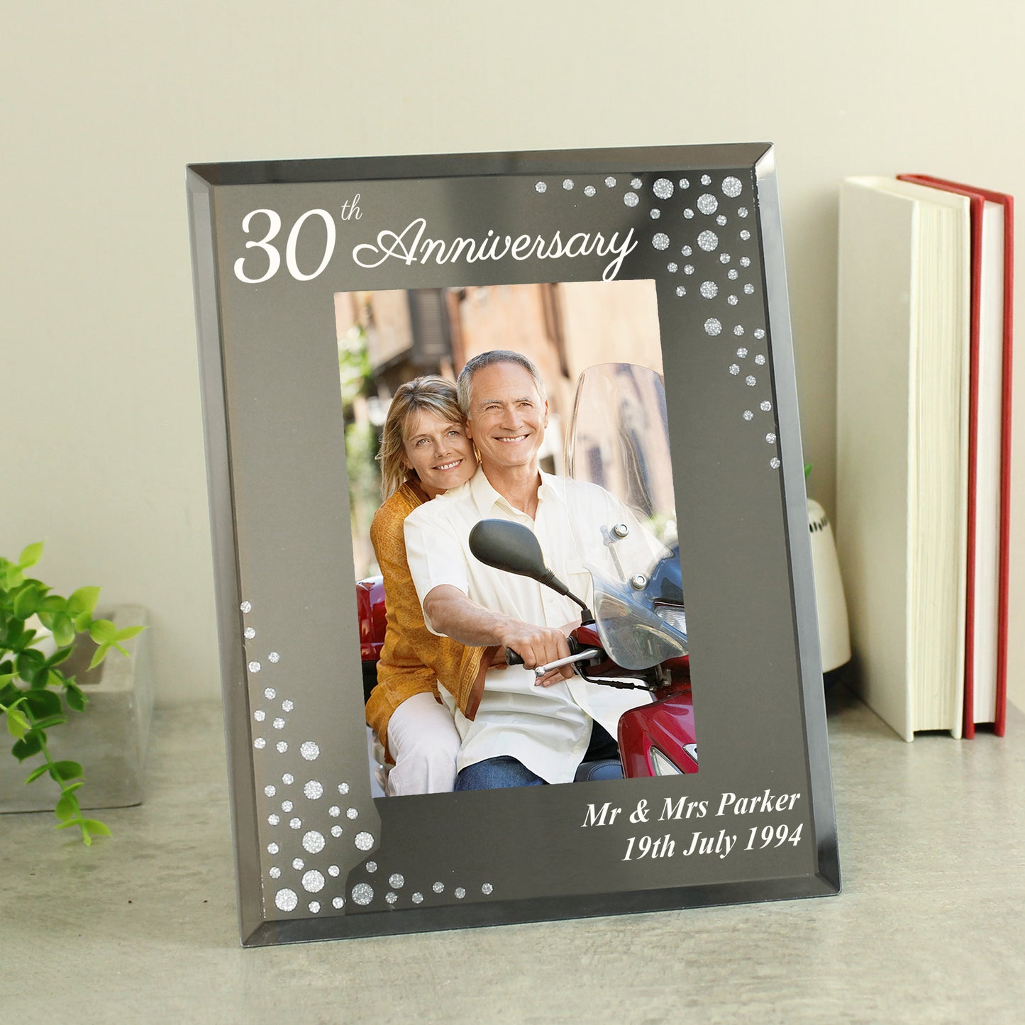Personalised Anniversary 6x4 Diamante Glass Photo Frame - MK&JD Gifts