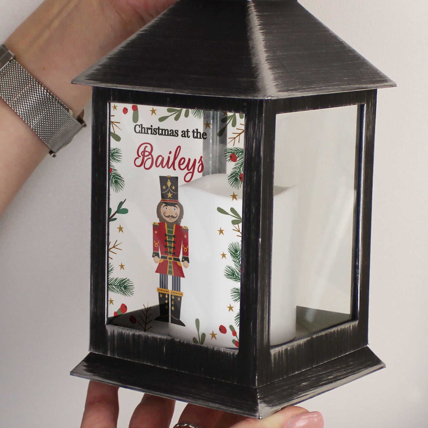 Personalised Christmas Nutcracker Black Lantern - MK&JD Gifts