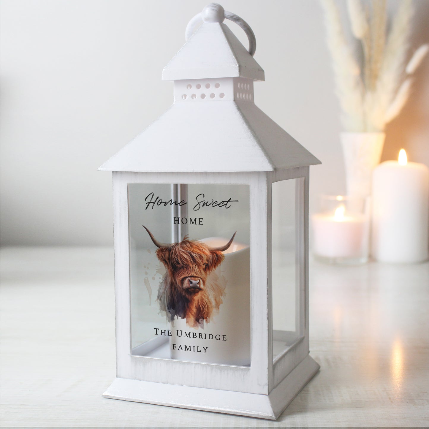 Personalised Highland Cow LED Lantern - MK&JD Gifts