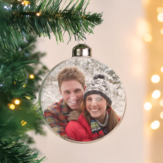 Personalised Photo Upload Glass Bauble - MK&JD Gifts