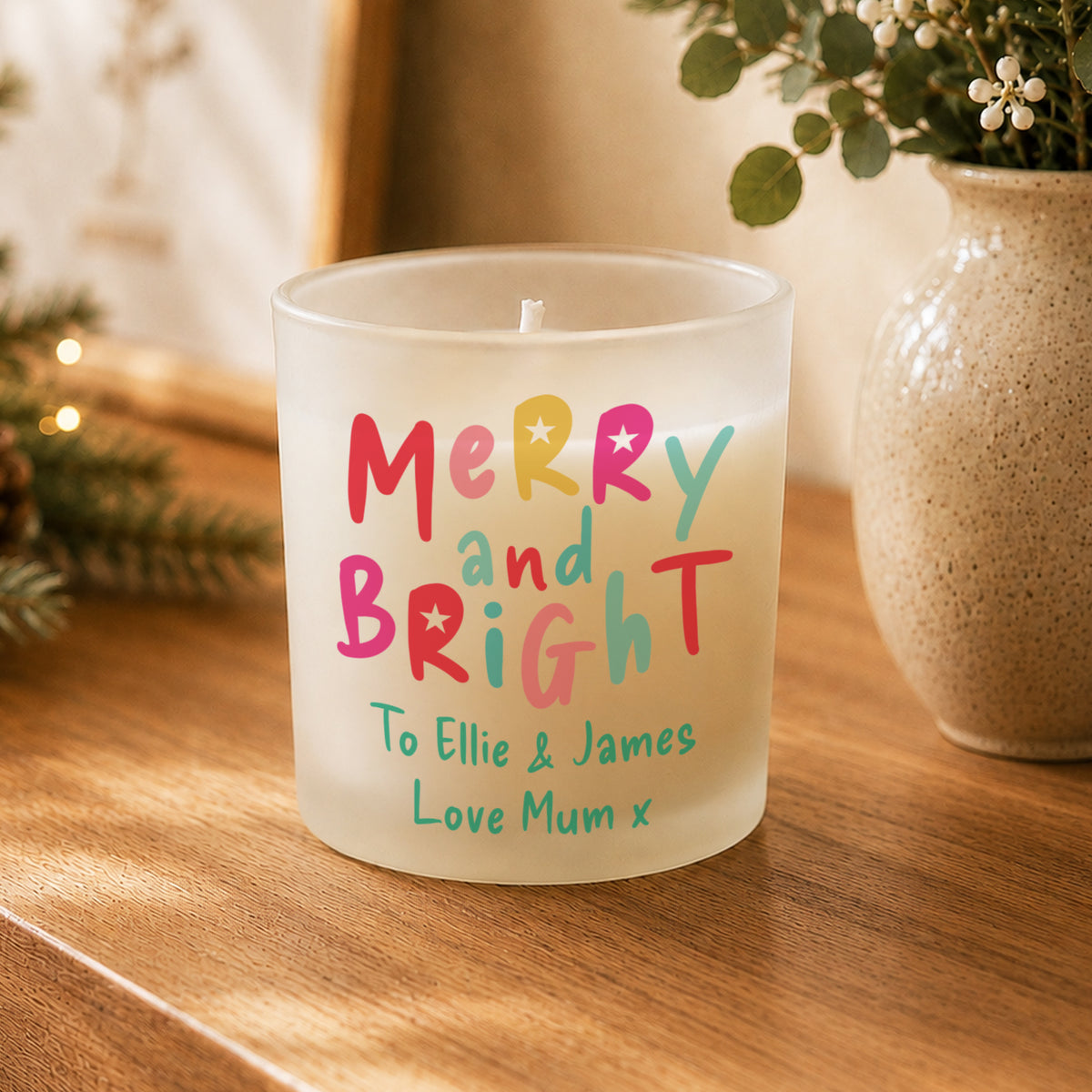 Personalised Merry & Bright Candle Jar | MK&JD Gifts